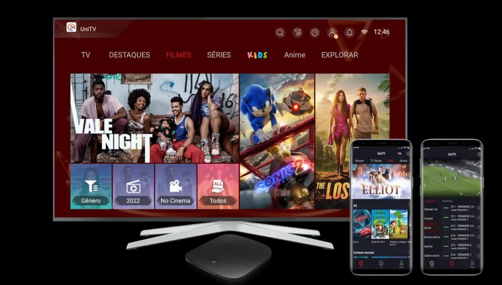 App UniTV com canais ao vivo HD, filmes e séries prontos para assistir